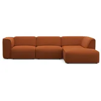 RAUM.ID Ecksofa Merid jederzeit durch Module erweiterbar L-Form" 295x70x162 cm Struktur fein, Ottomane rechts, orange/terra