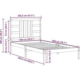 vidaXL Massivholzbett 100 x 200 cm Weiß