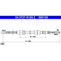 ATE Handbremsseil Hinten 24.3727-0120.2 für VW Lt 40-55 I