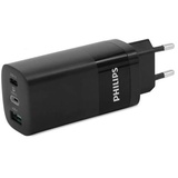 Philips DLP2681/12 - Netzladegerät mit 65W Ausgangsleistung - USB-A- und USB-C-Zweifachausgang - Schwarz