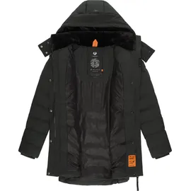 Ragwear Damen Wintermantel Warmer wasserdichter Steppmantel lang mit Kapuze Ashanta Block Dark Green23 Gr. XXL - XXL