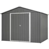Metall Gerätehaus 8x6 Ft - Gartenschuppen Aus Stahlblech - Werkzeugschuppen Mit Klapptür - 229x180 Cm - Grau