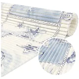 ANRO Schaum-Badematte Antirutschmatte Weichschaummatte Badezimmer Premium, Höhe 5 mm, strapazierfähig, Drainage Effekt, Rillen, wasserdurchlässig, rutschhemmend, pflegeleicht, Weich, fußbodenheizungsgeeignet, schnell trocknend, Rutschhemmend, mit Drainagelöchern, Praktisch, PVC, Eckig, Badteppich Weichschaum 1000x130cm Delfine Blau-Weiß blau Eckig | 130 cm x 1000 cm x 5 mm