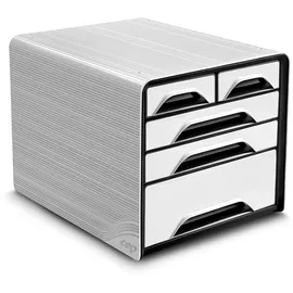 CEP Schubladenbox Smoove schwarz/weiß 1072130121, DIN A4 mit 5 Schubladen, 1 St.