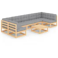 vidaXL 8-tlg. Loungeset mit Kissen grau