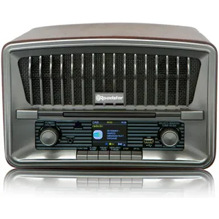 Roadstar HRA-270CD+BT Tragbares CD-Radio Vintage Digital Dab/Dab+/FM, CD-MP3-Player, Bluetooth, USB, Stereo, AUX-IN, LCD-Display, Fernbedienung, Kopfhöreranschluss, Alarm, Holz