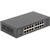 LANBERG Switch 16x 1GB Gigabit Ethernet Rack 10/19 RSGE-16 Netzwerk-Switch Unmanaged (10/100/1000) 1U (16 Ports), Netzwerk Schwarz