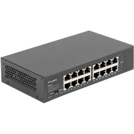 LANBERG Switch 16x 1GB Gigabit Ethernet Rack 10/19 RSGE-16 Netzwerk-Switch Unmanaged (10/100/1000) 1U (16 Ports), Netzwerk Schwarz