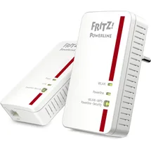 AVM FRITZ!Powerline 1240E WLAN Set 1200 MBit/s, WLAN-Access Point, ideal für Media-Streaming oder NAS-Anbindungen, internationale Version), ethernet weiß