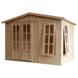 TIMBELA Gartenhaus, Beige, Holz, 332x232x199 cm, Aufbewahrung & Schutzhüllen, Geräteschuppen