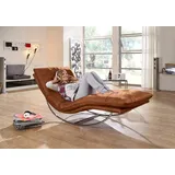 W.Schillig Relaxliege daily dreams Leder 75 x 85 x 169 cm Braun mit Kissen