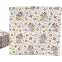 ECOFIESTA 100 Stück Servietten Einhorn 33x33cm umweltfreundlich - Saugfähige Party-Servietten Kindergeburtstag - Papier-Servietten stilvoll
