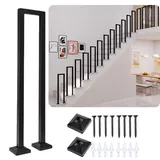 Treppengeländer Innen, Geländer treppe, Handlauf treppe, U Förmiger Geländer, Treppengeländer Außen, Handlauf Schwarz, TreppengeläNder, für Balkone Flure Wohnungen Villen (U-Schwarz, 100CM)