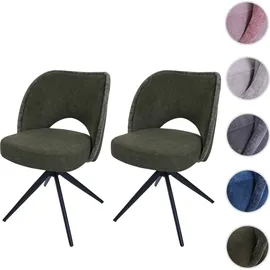 Mendler Esszimmerstuhl HWC-N72 Stoff grün 2er Set