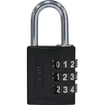 ABUS Aluminium-Zahlenschloss 144/30 schwarz mit großen Zahlen, 80797