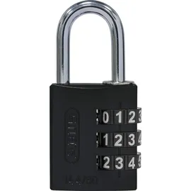 ABUS Aluminium-Zahlenschloss 144/30 schwarz mit großen Zahlen, 80797