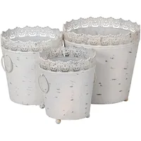 Levandeo Pflanzkübel 3er Set Eisen Grau Shabby Chic Vintage