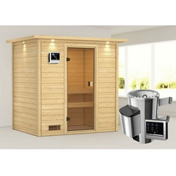 KARIBU Sauna »Selena«, inkl.  Saunaofen mit externer Steuerung,  für 4 Personen - beige