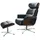 KAWOLA Sessel, Relaxsessel drehbar Leder schwarz mit Hocker