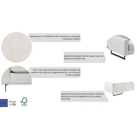 PLACES OF STYLE Ecksofa »Pinto, XXL, 250/290 cm, langer Schenkel, Ottomane«, Cord, Chenille, Lederoptik, mit Keder, Metallfüße, Wellenunterfederung