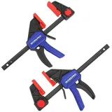 WorkPro Einhandzwingen 2 Stück, Schraubzwingen Set 2 in 1 zum Spannen, Dehnen, Spannweite 150mm, Dehnbereich 285mm, Spannkraft 68kg für einfaches und stabiles Fixieren von Holz Möbel mit einer Hand