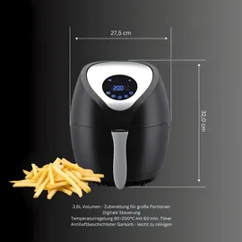 LENTZ Heißluftfritteuse Digital 3,6 Liter schwarz