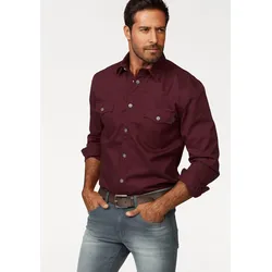 Langarmhemd ARIZONA, Herren, Gr. 51/52 (5XL), N-Gr, rot (bordeaux), Obermaterial: 100% Baumwolle, unifarben, casual, regular fit, Langarm mit Knöpfen, Hemden, im Western-Stil