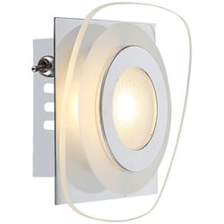 Design 3 Watt LED Wand Lampe Lobby Treppenhaus Leuchte Chrom Glas Schalter Globo 40710-1
