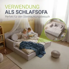 Juskys Kindersofa Kayo  mit Burgmotiv Polyester beige
