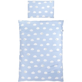Roba Kinderbettwäsche 100 x 135 cm - Kleine Wolke - Bettwäsche Set für Mädchen & Jungen - 2-teilig inkl. Decken & Kissenbezug aus Baumwolle - Blau