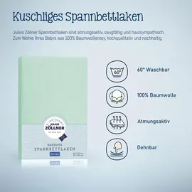 Julius Zöllner Jersey Spannbettlaken für Baby- & Kinderbett, 100% Jersey-Baumwolle, OEKO-TEX Standard 100 zertifiziert, Größe: 60x120cm / 70x140cm, 1er Pack, salbei