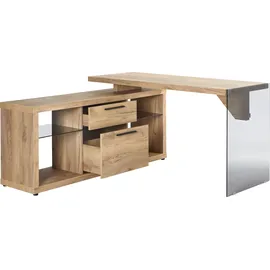 Jahnke Eckschreibtisch LUX C 150 E Braun Eiche