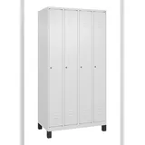 C+P Spind Classic PLUS, Füßen, 4 Abteile, HxBxT 195x100x50cm, Zylinderschloss, Verkehrsweiß von PROREGAL