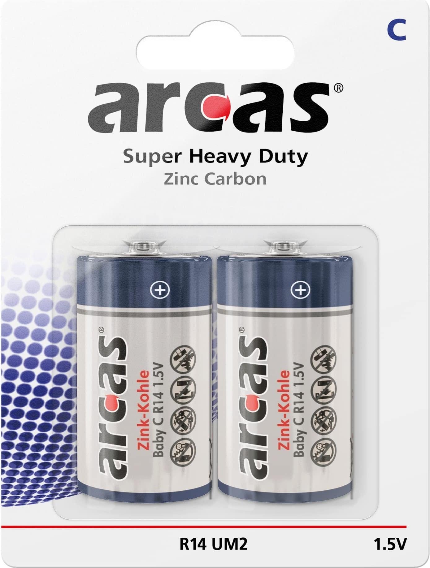 Arcas 107 00214 Sieb R14 C Baby 1,5 V Batterie --(2 Stück) (2 Stk., R14), Batterien + Akkus