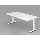 Hammerbacher Ergonomic O-Serie OS2E/W/W Schreibtisch weiß rechteckig, C-Fuß-Gestell weiß 200,0 x 100,0 cm