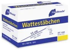 Meditrade Wattestäbchen, unsteril 1268 , 1 Packung = 10 Beutel à 50 Stück, großer Wattekopf, Kunststoff