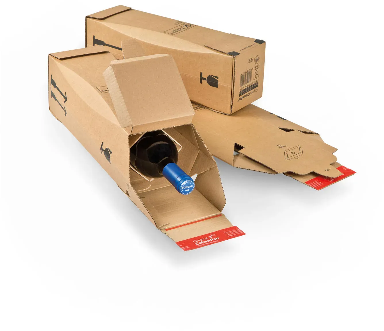 Flaschenversandkarton für 1 Flasche 362 x 115 x 115mm mit DHL Zertifizierung braun