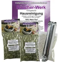 ENERGETISCHE Hausreinigung KRÄUTER & Engel 5-TLG Räucherset zum RÄUCHERN von Büro, Haus, Wohnung. 10 x Räucherkohle + ZUBEHÖR + Anleitung. 81041-X2