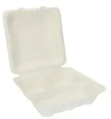 Verive Menübox Bagasse, 3-geteilt, 23,6 x 22,9 x 8,5 cm, 1100 ml 1 Karton = 5 Packungen à 25 Stück