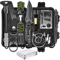 Grafner Premium Survial Kit, 14 teiliges Überlebens-Set, Kunststoff-Box, Messer Taschenlampe Feuerstahl Drahtsäge uvm. Überlebens Set Notfall Se...