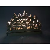Buri Holz-Schwibbogen 5 LEDs Lichterbogen Weihnachtsdeko Fensterdeko Adventsdeko TOP Schneemann mit Reh