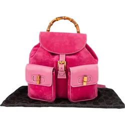 GUCCI Gucci Pink Suede Bamboo Rucksack Koffer24