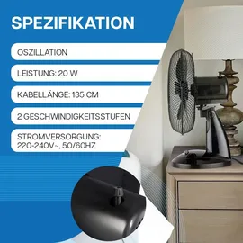 u-smiler 28 cm Tischventilator Schwarz