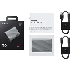 Samsung T9 PC/Mac Festplatte, 1 TB SSD, extern, Grau