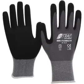 Nitras Arbeitshandschuhe Flexible Fit, 8800-7, Nitril-PU-Beschichtung, grau, Größe 7 / S, 12 Paar