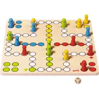 GoKi Ludo – Klassisches Holzbrettspiel für 2-4 Spieler mit