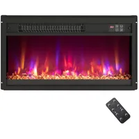 COSTWAY Elektrokamin, 23 Zoll Wandkamin 1500W mit Fernbedienung, 9H Timer schwarz 61 cm x 34 cm x 12 cm