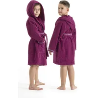 Bruno Banani Kinderbademantel BRUNO BANANI "Danny, Ideal für Zuhause, Schwimmbad oder im Urlaub" Gr. 140, beere, L:91cm, Walkfrottee, Hausmäntel, mit Logostreifen, aus 100% Baumwolle