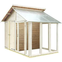 Gartenhaus PLUS, beige (natur), Holz, Polycarbonat (PC), Gartenhäuser, Abstellraum / Gewächshaus 6,6 m2, praktisch, unbehandeltes Holz