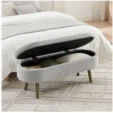 Odikalo Sitzbank Polsterbank Aufbewahrungshocker mit Stauraum (Bench weicher Chenille-Stoff Holzbeine Massivholzrahmen 20L Stauraum 110x40x42 für Schlafzimmer Wohnzimmer Schuhbank Flurbereic) grau